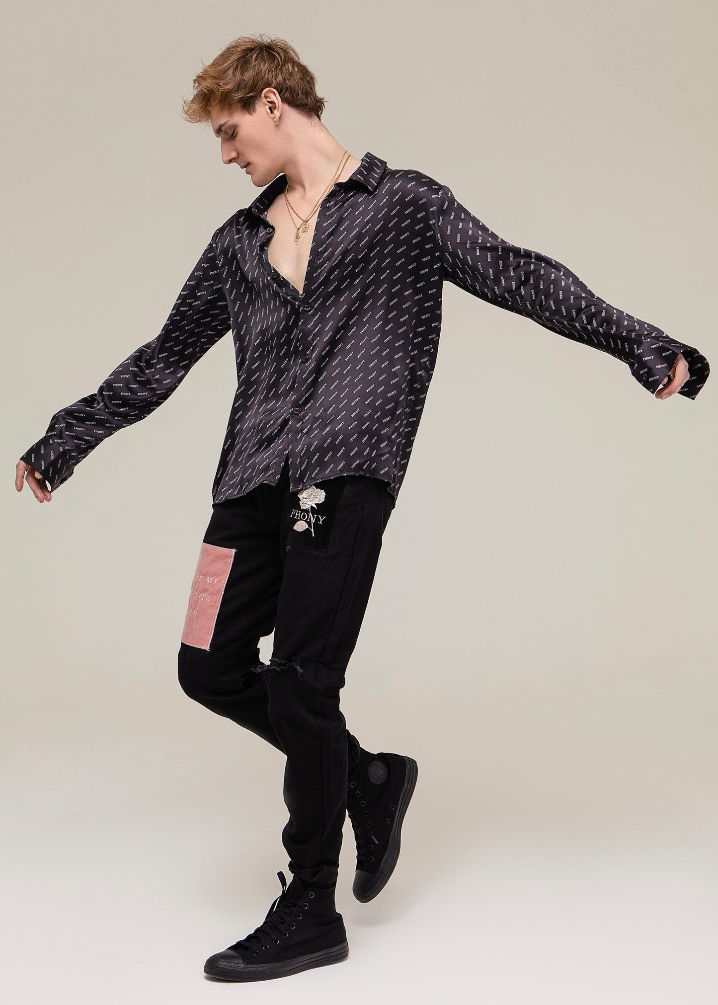 PHONY Print Silk Button Down