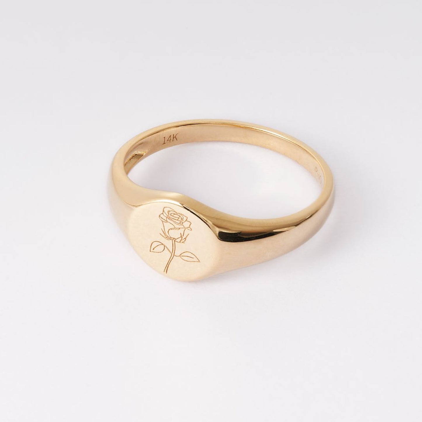 14K Gold Engraved Signet Ring