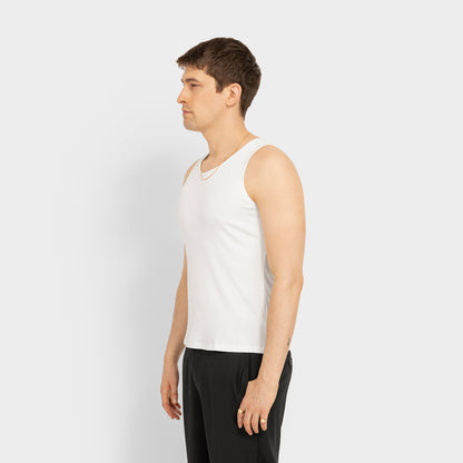 Homme White Cotton Tank