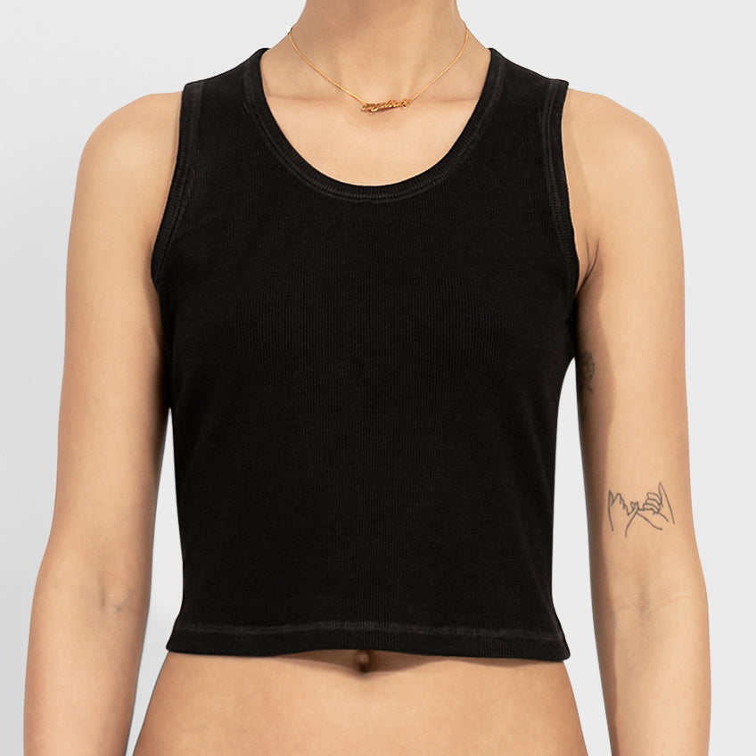 Femme Black Cotton Tank