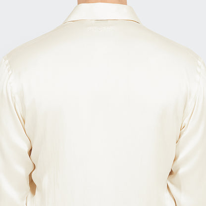 Tailored Ivory Silk Tassel Shirt