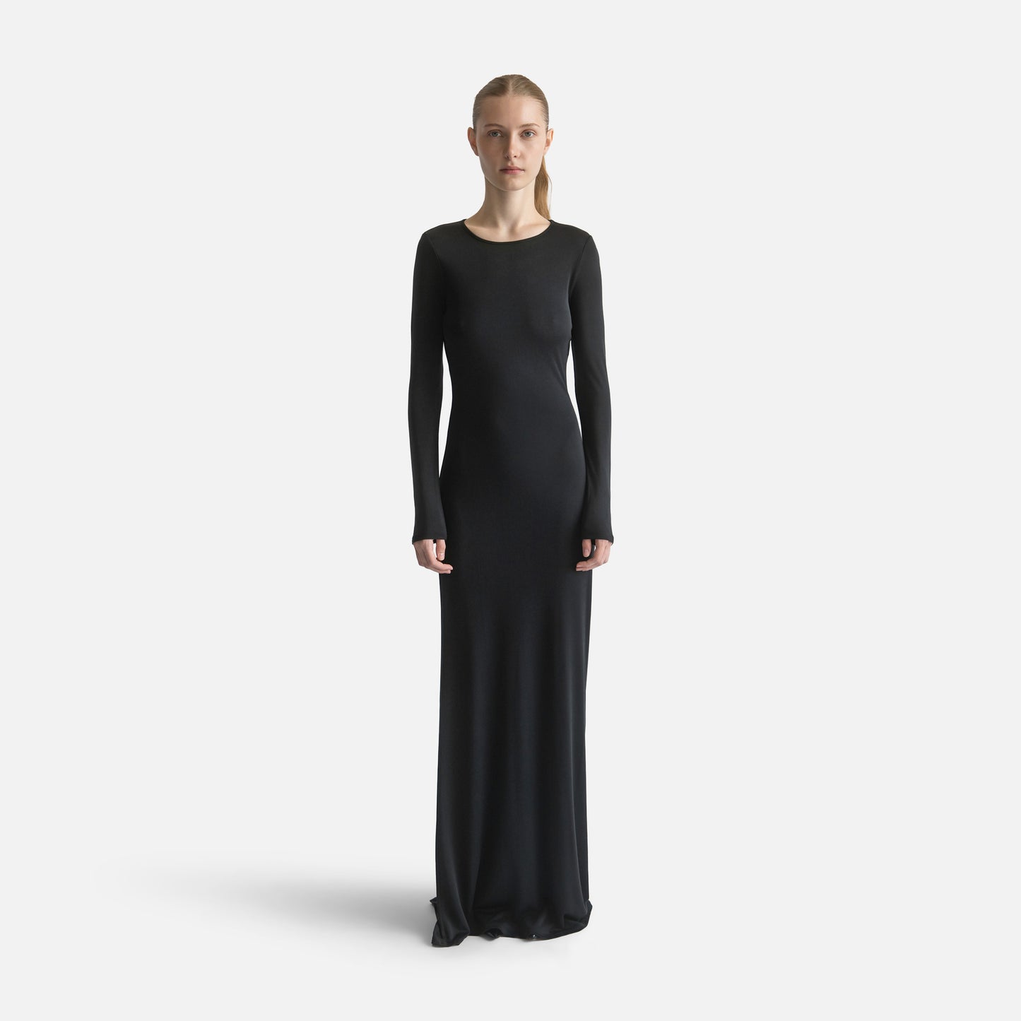Silk Jersey Backless Dress - Black