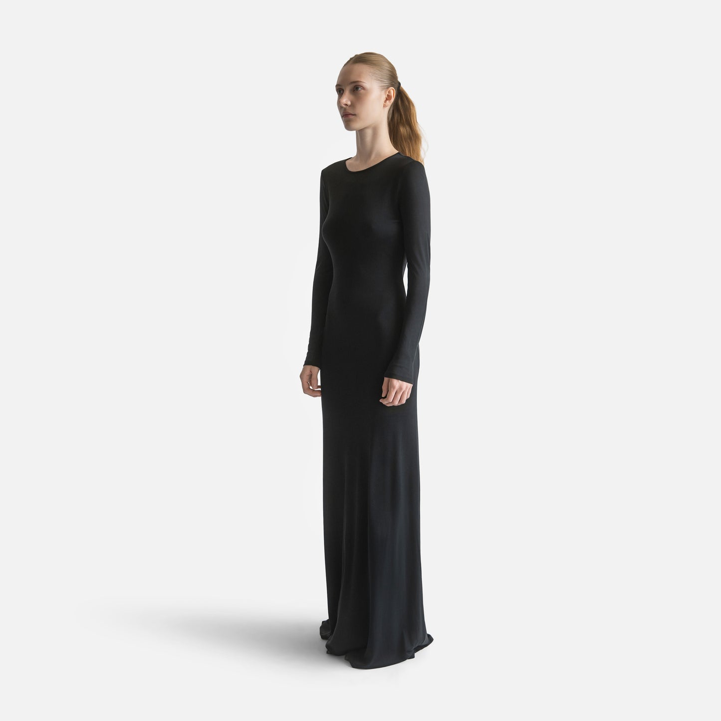 Silk Jersey Backless Dress - Black