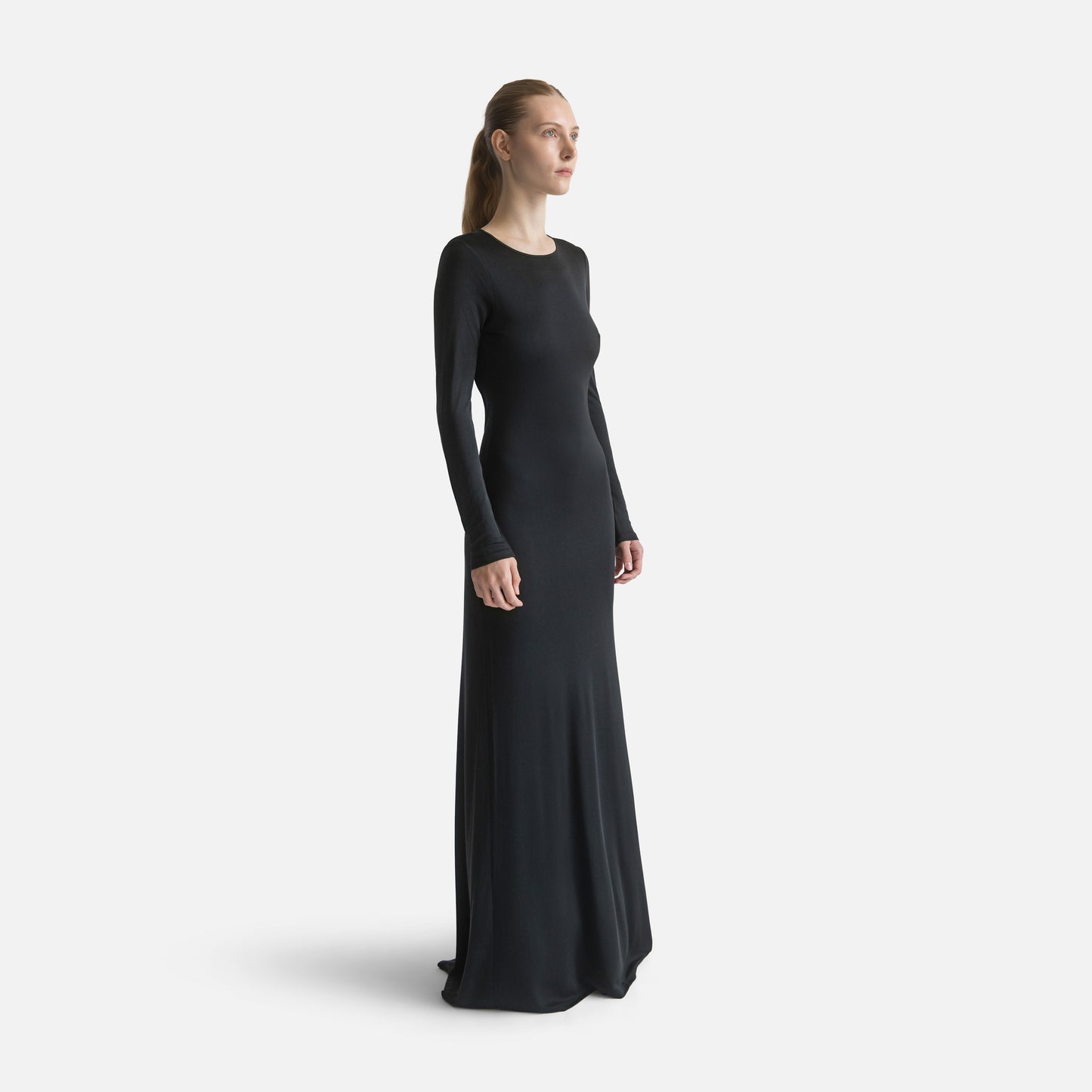 Silk Jersey Backless Dress - Black