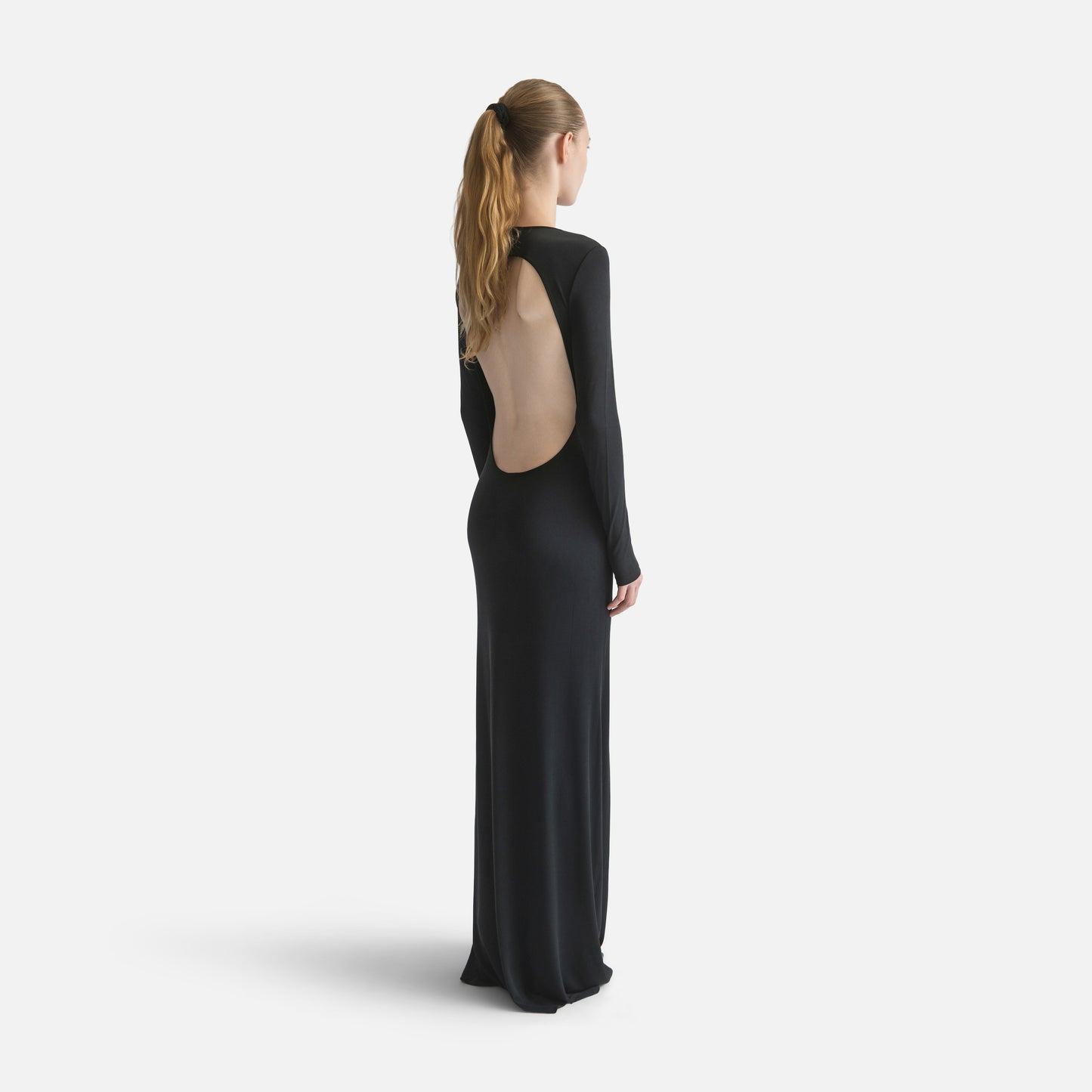 Silk Jersey Backless Dress - Black