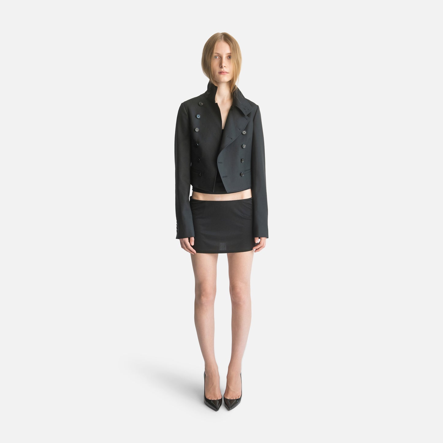 Femme Wrap Neck Double-Breasted Jacket