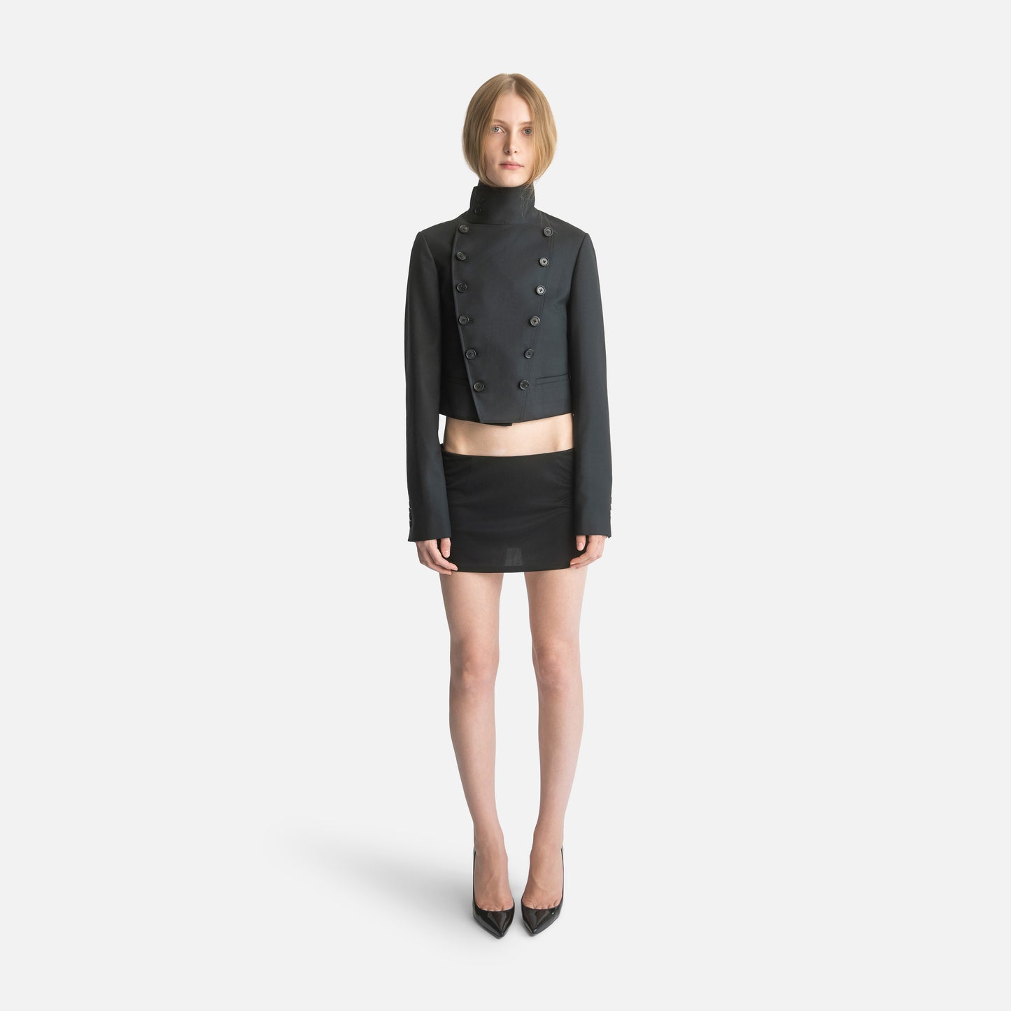 Femme Wrap Neck Double-Breasted Jacket