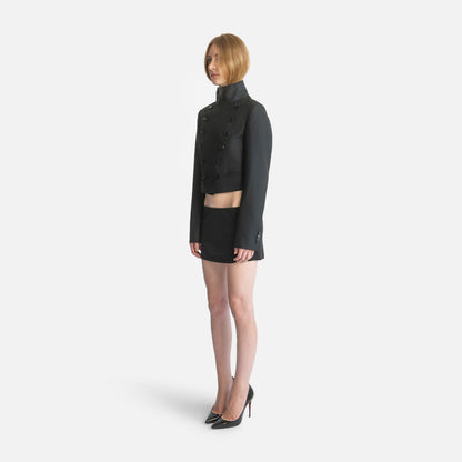 Femme Wrap Neck Double-Breasted Jacket