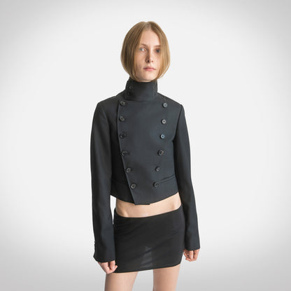 Femme Wrap Neck Double-Breasted Jacket