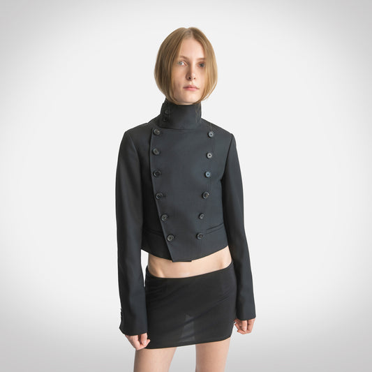Femme Wrap Neck Double-Breasted Jacket