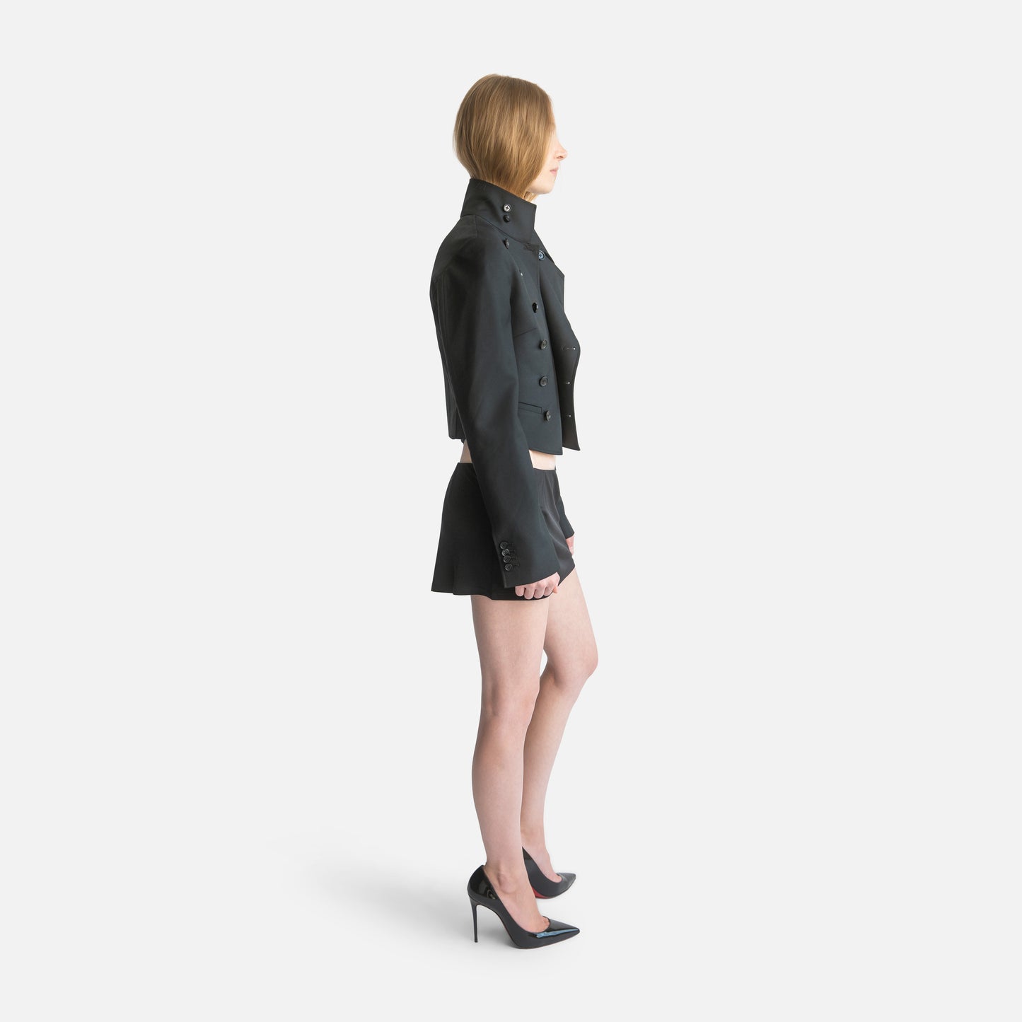 Femme Wrap Neck Double-Breasted Jacket