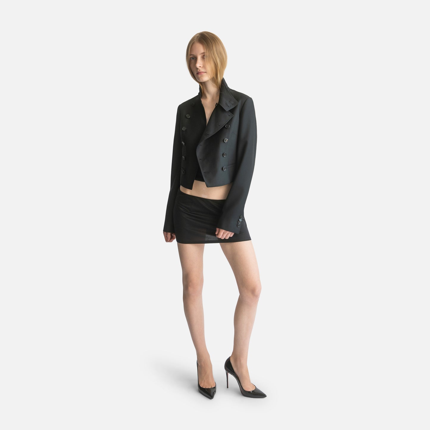 Femme Wrap Neck Double-Breasted Jacket