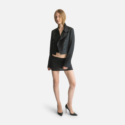 Femme Wrap Neck Double-Breasted Jacket