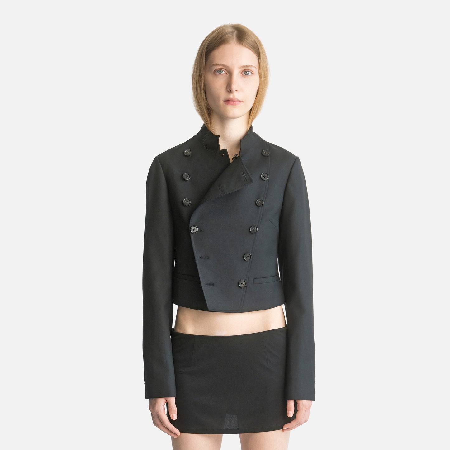 Femme Stand Collar Double-Breasted Jacket