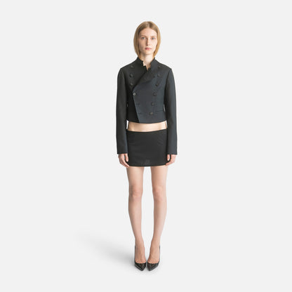 Femme Stand Collar Double-Breasted Jacket