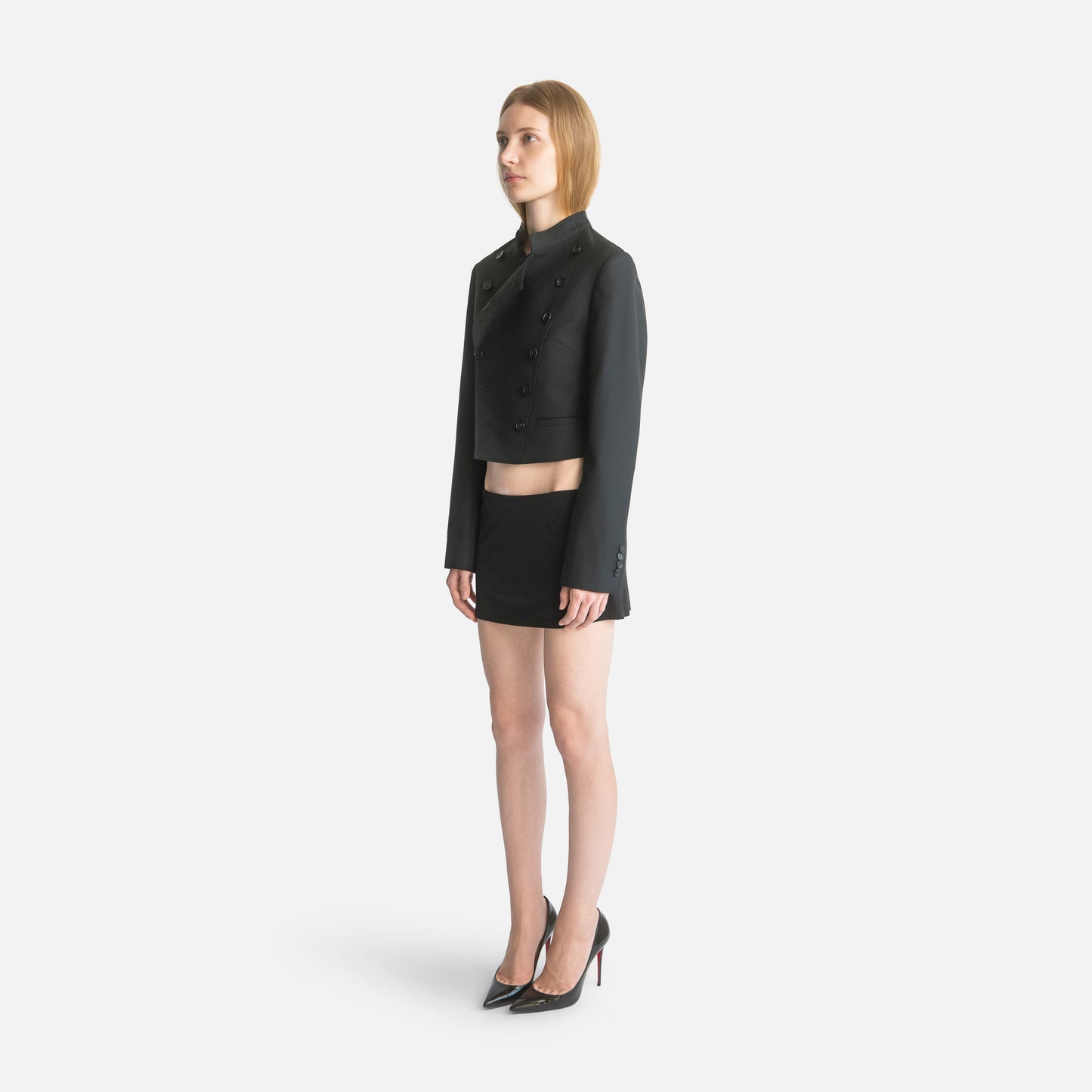 Femme Stand Collar Double-Breasted Jacket
