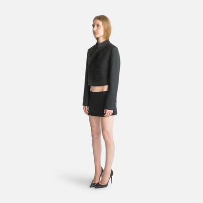 Femme Stand Collar Double-Breasted Jacket
