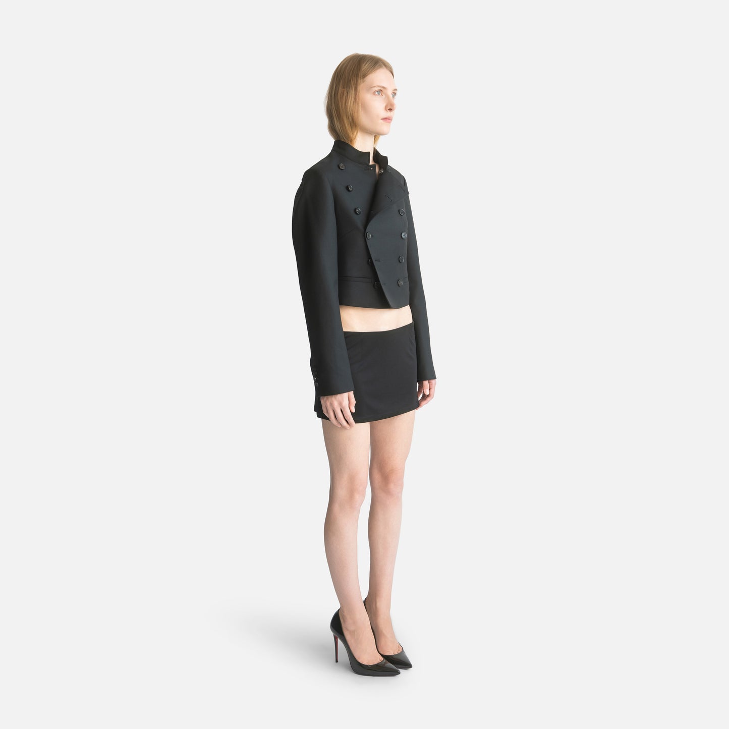 Femme Stand Collar Double-Breasted Jacket