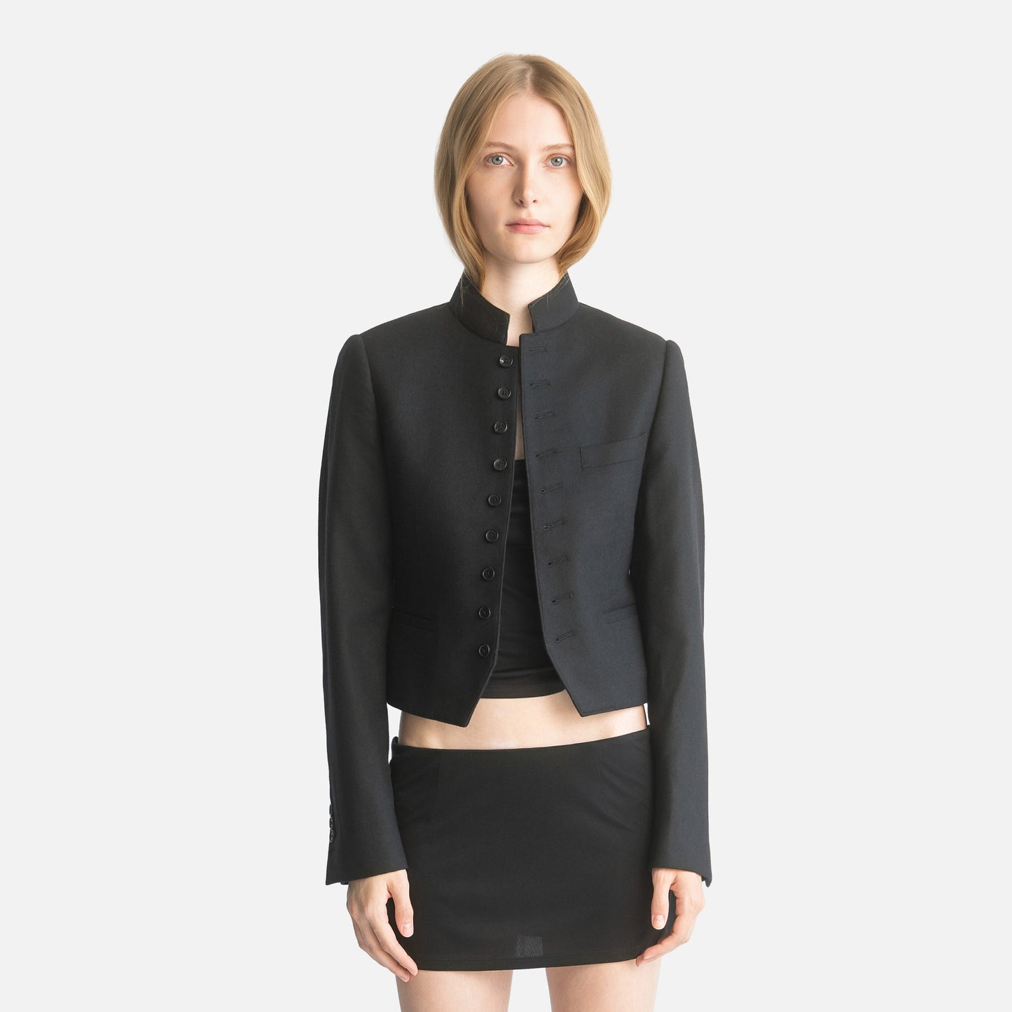 Femme Stand Collar Single-Breasted Jacket