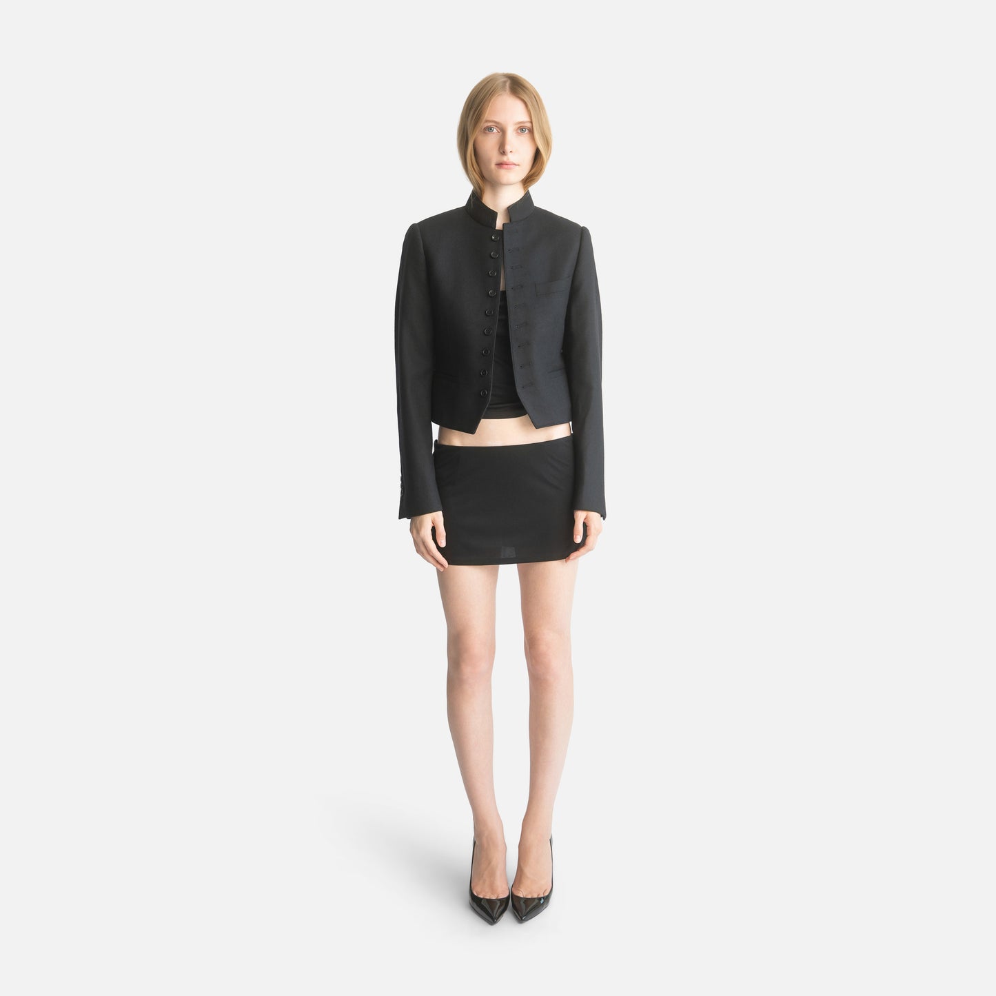 Femme Stand Collar Single-Breasted Jacket