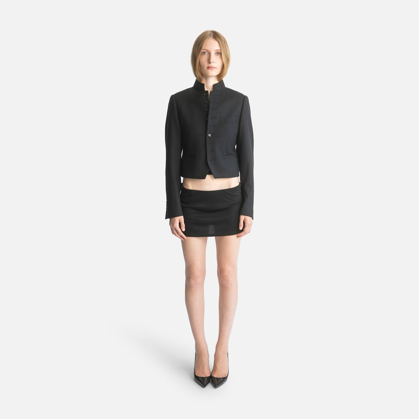 Femme Stand Collar Single-Breasted Jacket
