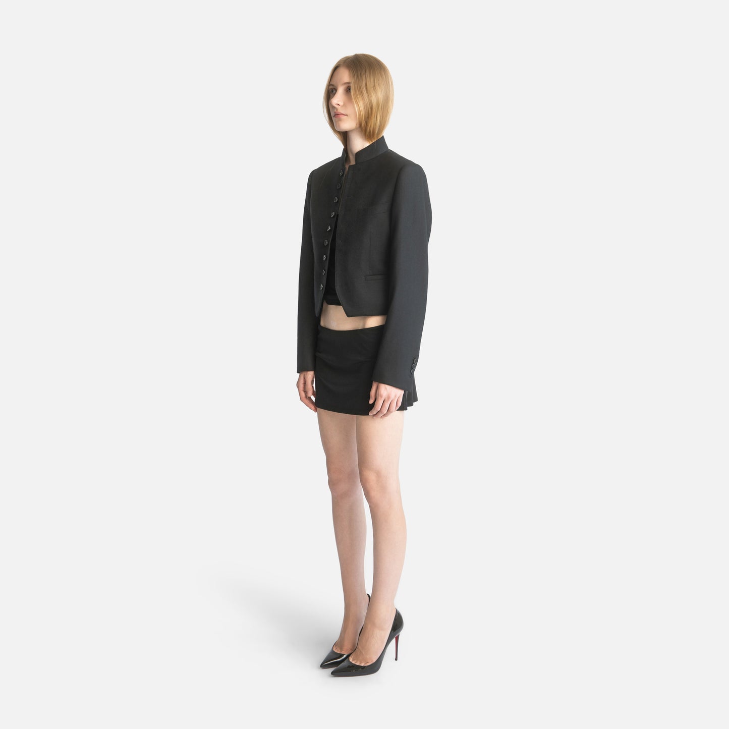 Femme Stand Collar Single-Breasted Jacket