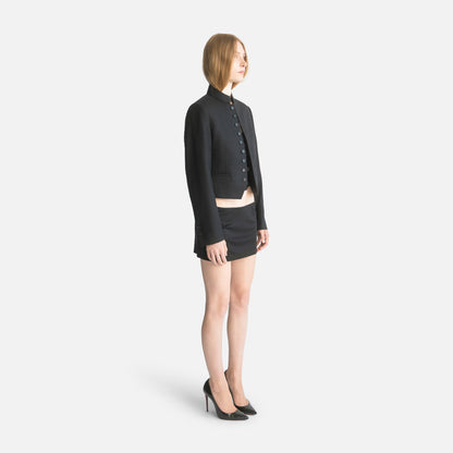 Femme Stand Collar Single-Breasted Jacket