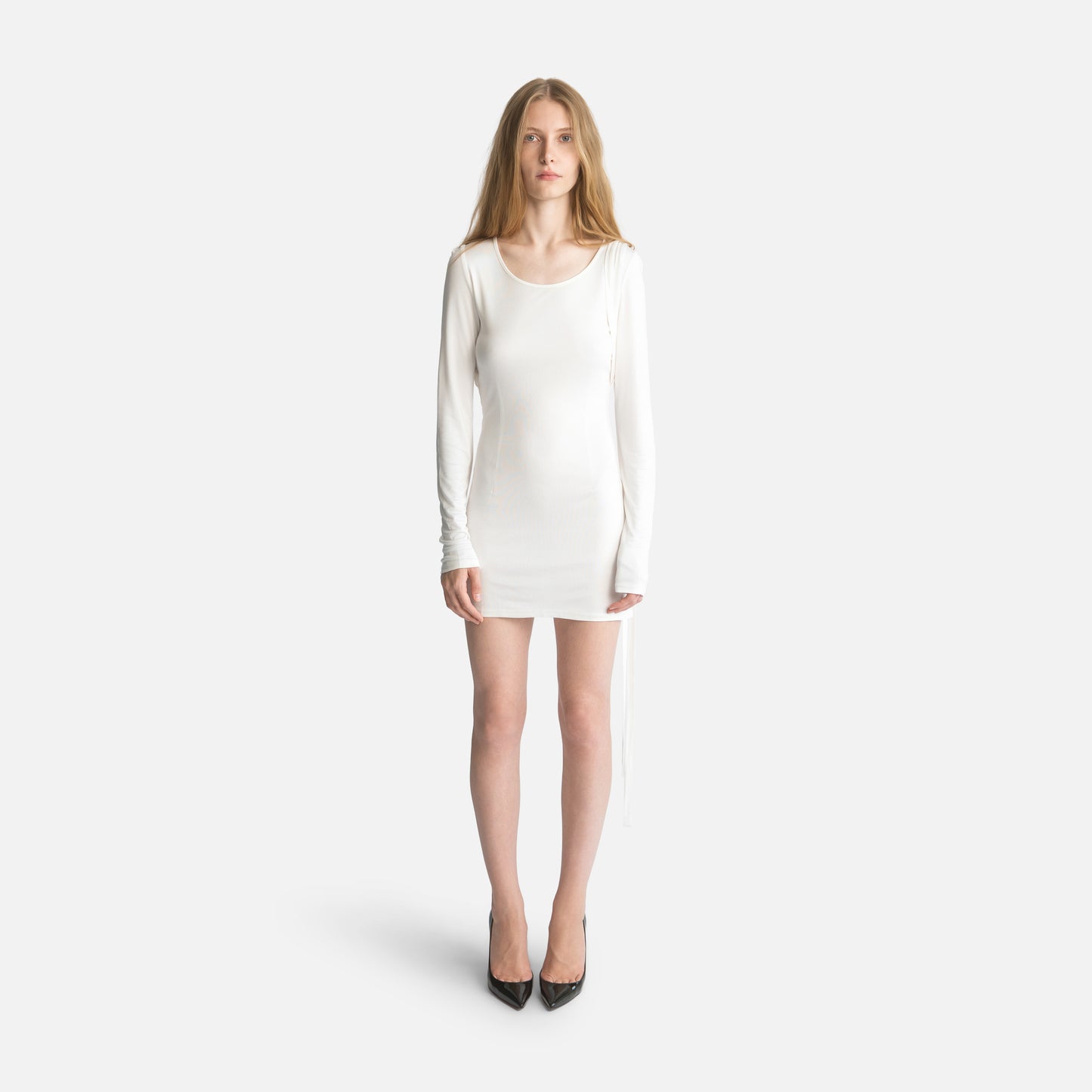 Silk Jersey Tassel Mini Dress - Ivory