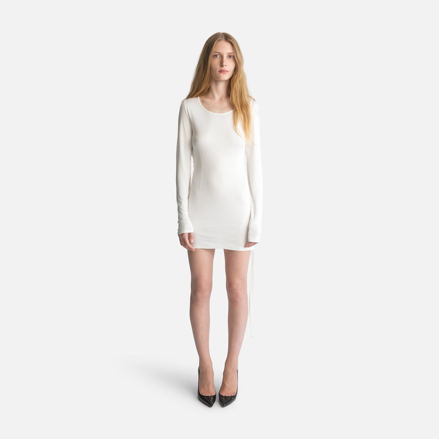 Silk Jersey Tassel Mini Dress - Ivory