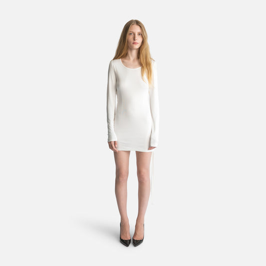 Silk Jersey Tassel Mini Dress - Ivory