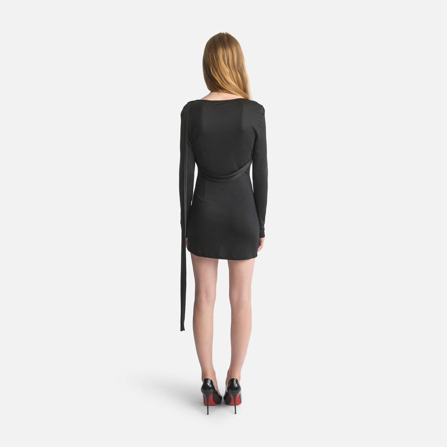 Silk Jersey Tassel Mini Dress - Black