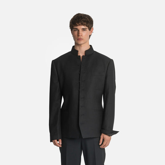 Homme Stand Collar Single-Breasted Jacket