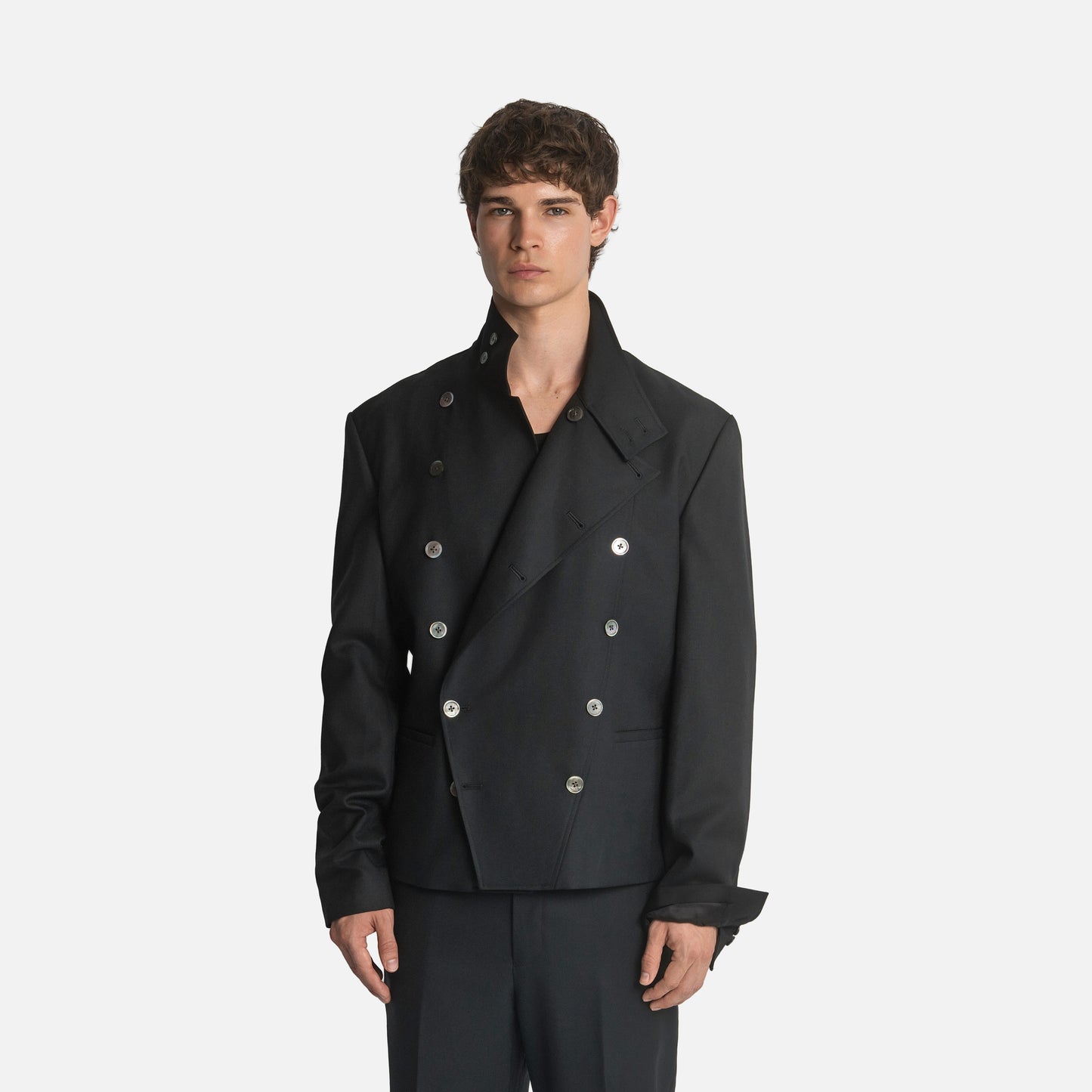 Homme Wrap Neck Double-Breasted Jacket