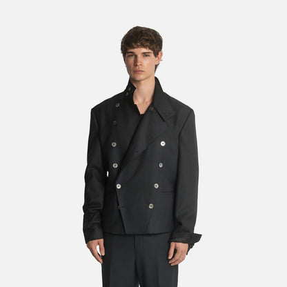 Homme Wrap Neck Double-Breasted Jacket