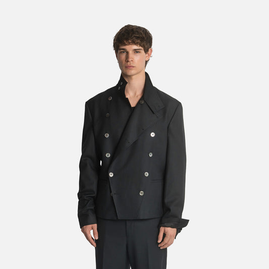 Homme Wrap Neck Double-Breasted Jacket