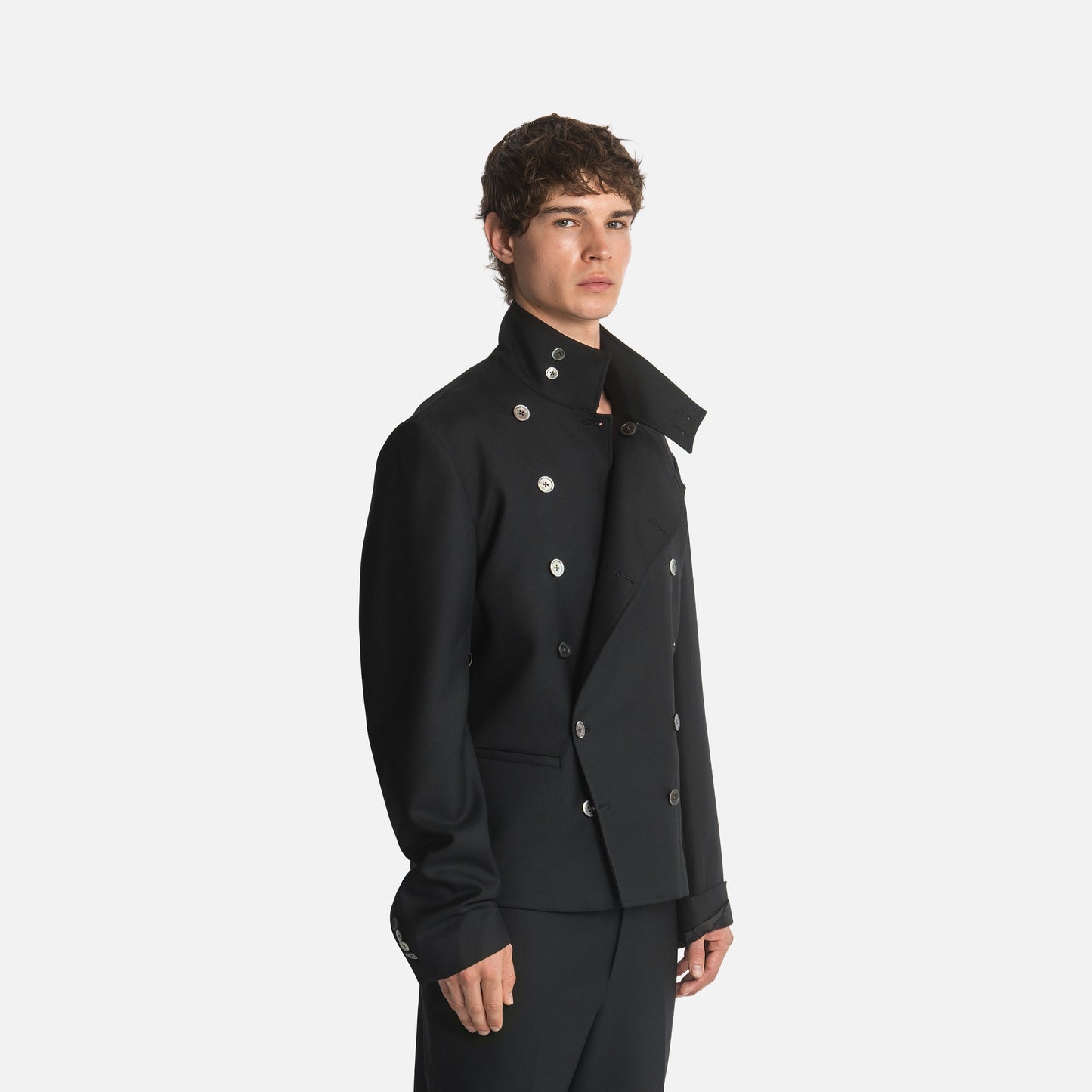 Homme Wrap Neck Double-Breasted Jacket