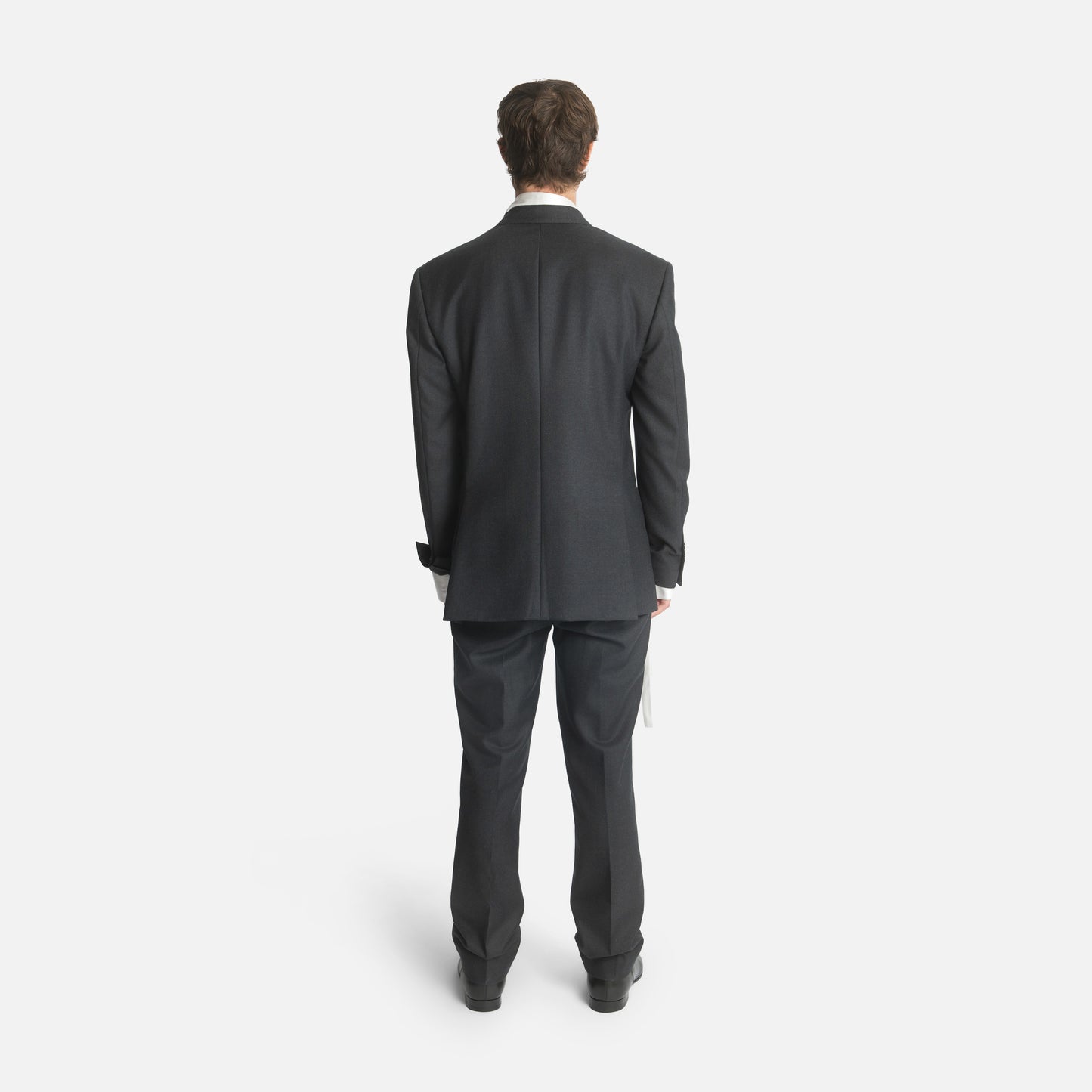 Six Button Double-Breasted Suit - Charcoal Wool Twill