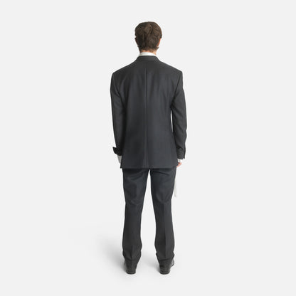 Six Button Double-Breasted Suit - Charcoal Wool Twill