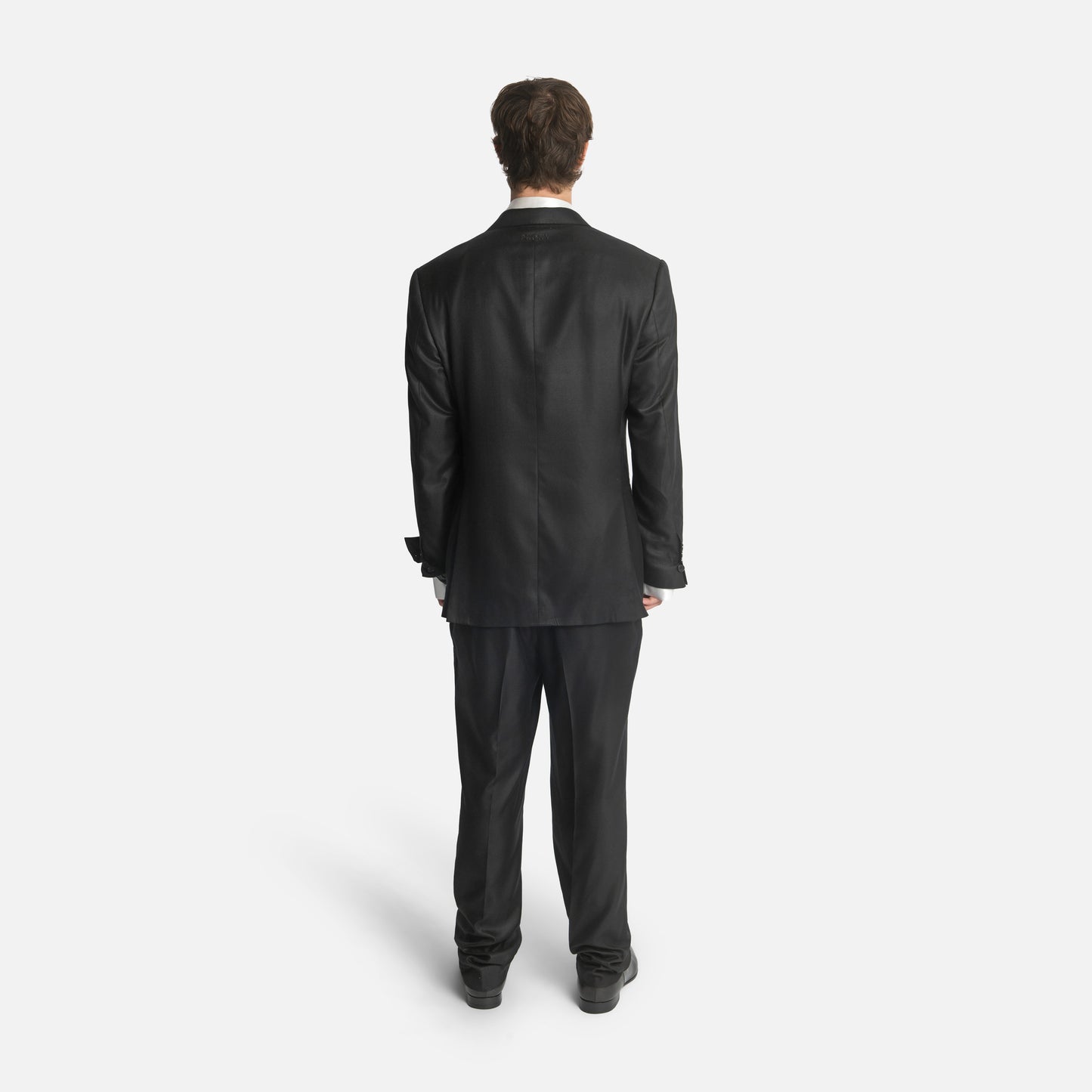 Four Button Double-Breasted Suit - Black Silk Twill
