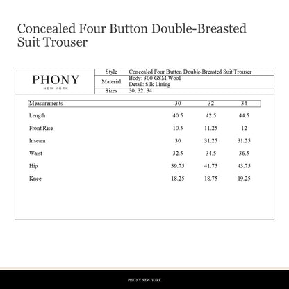 Concealed Four Button Double-Breasted Suit - Black Wool Twill