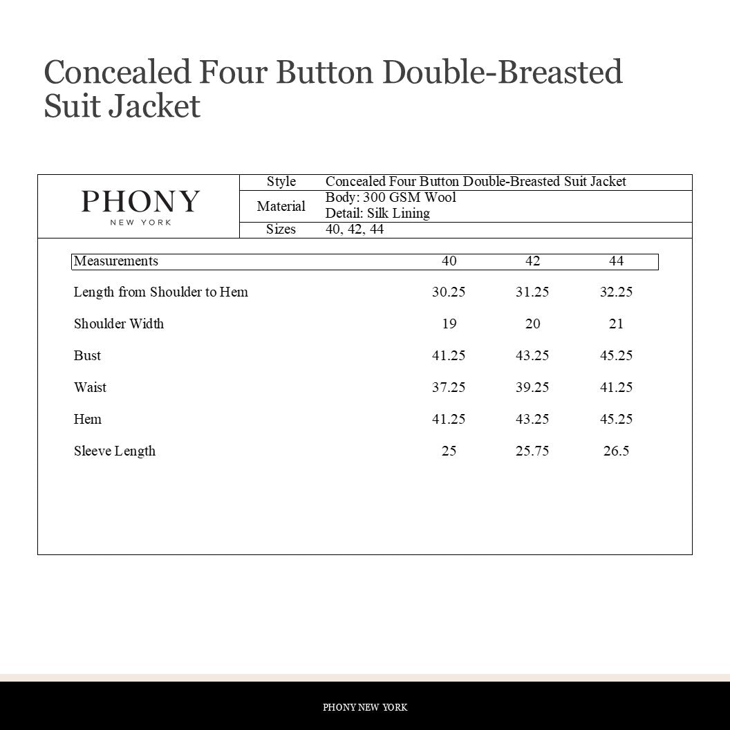 Concealed Four Button Double-Breasted Suit - Black Wool Twill