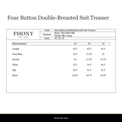 Four Button Double-Breasted Suit - Black Silk Twill
