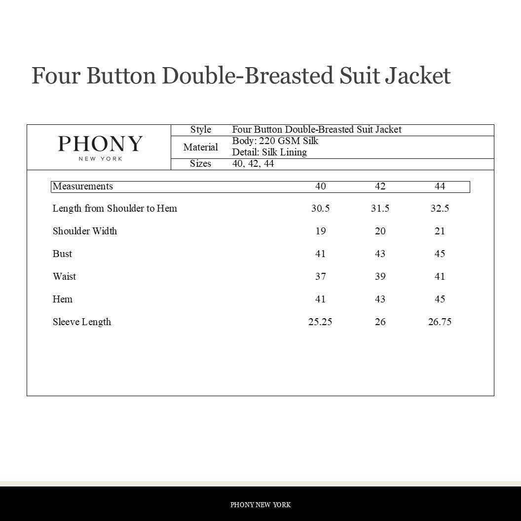 Four Button Double-Breasted Suit - Black Silk Twill