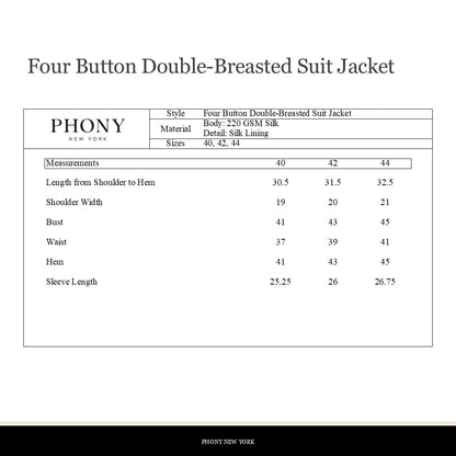 Four Button Double-Breasted Suit - Black Silk Twill