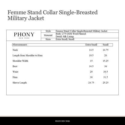 Femme Stand Collar Single-Breasted Jacket