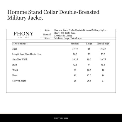 Homme Stand Collar Double-Breasted Jacket