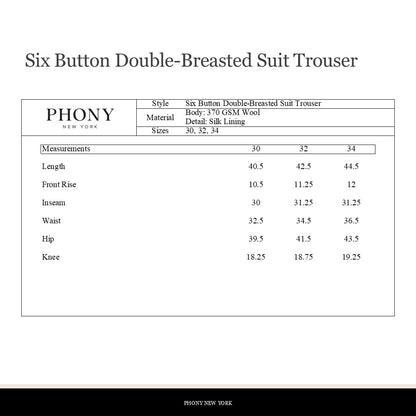Six Button Double-Breasted Suit - Black Wool Twill