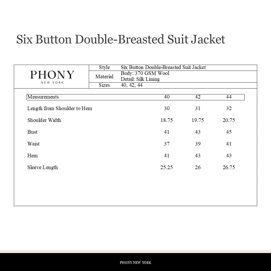 Six Button Double-Breasted Suit - Black Wool Twill